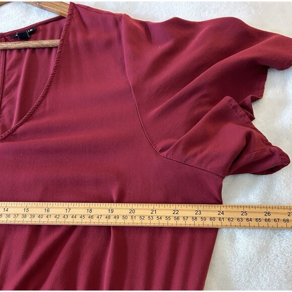 Torrid Womens Jumpsuit Size 4 Plus Burgundy Wide Leg Challis Flowy Elegant Wine - Picture 8 of 15